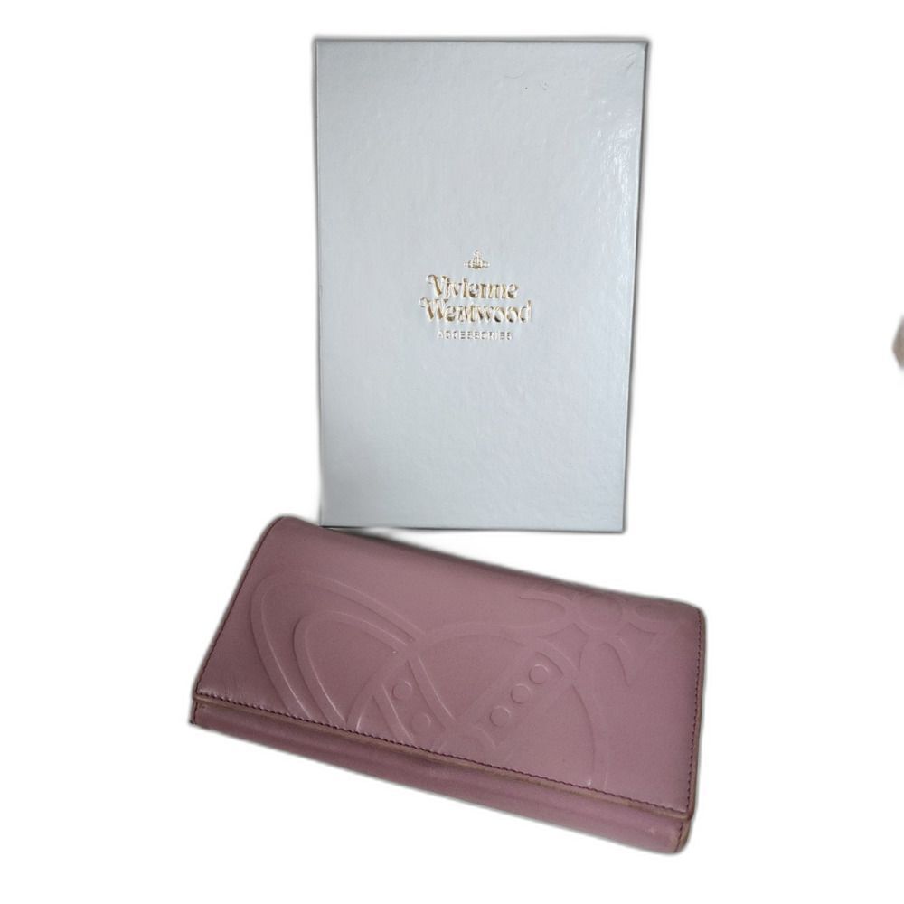 Vivienne Westwood Leather Embossed Giant Orb Flap Long Wallet w/ Box - Picture 1 of 11